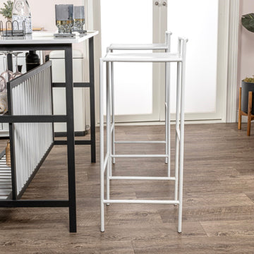 Svelte 30" Coastal Contemporary Iron Saddle-Seat Low-Back Bar Stool with Foot Rest - JONATHAN Y